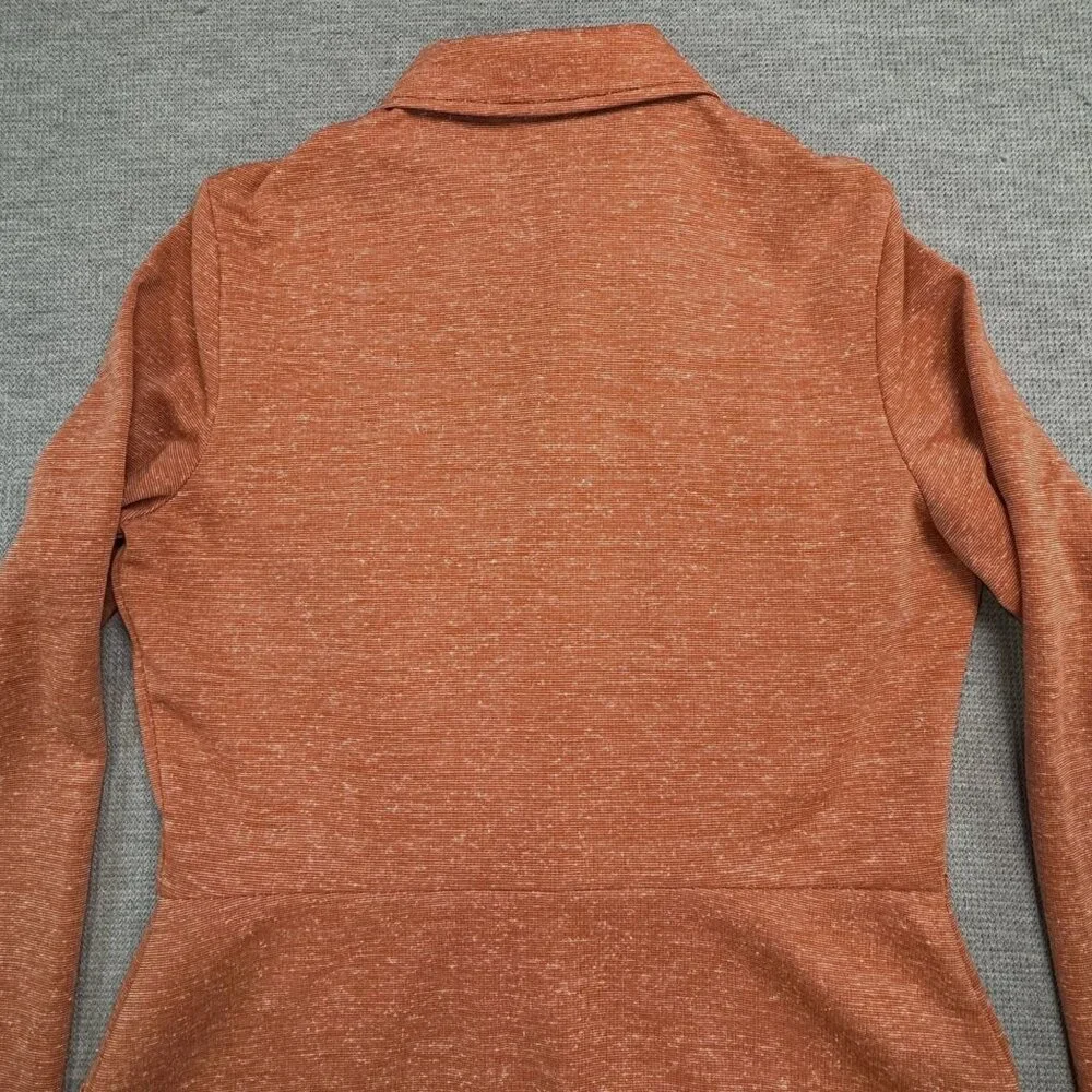 Vintage Rust Orange Button-Up Long Sleeve Shirt Jacket Size 16 Heathered Pockets - Picture 10 of 16